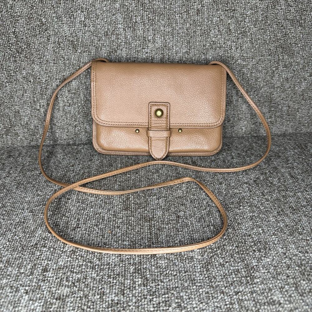 Lucky Brand Liza Leather Crossbody Wallet Convertible Purse Tan Zip Card Holder